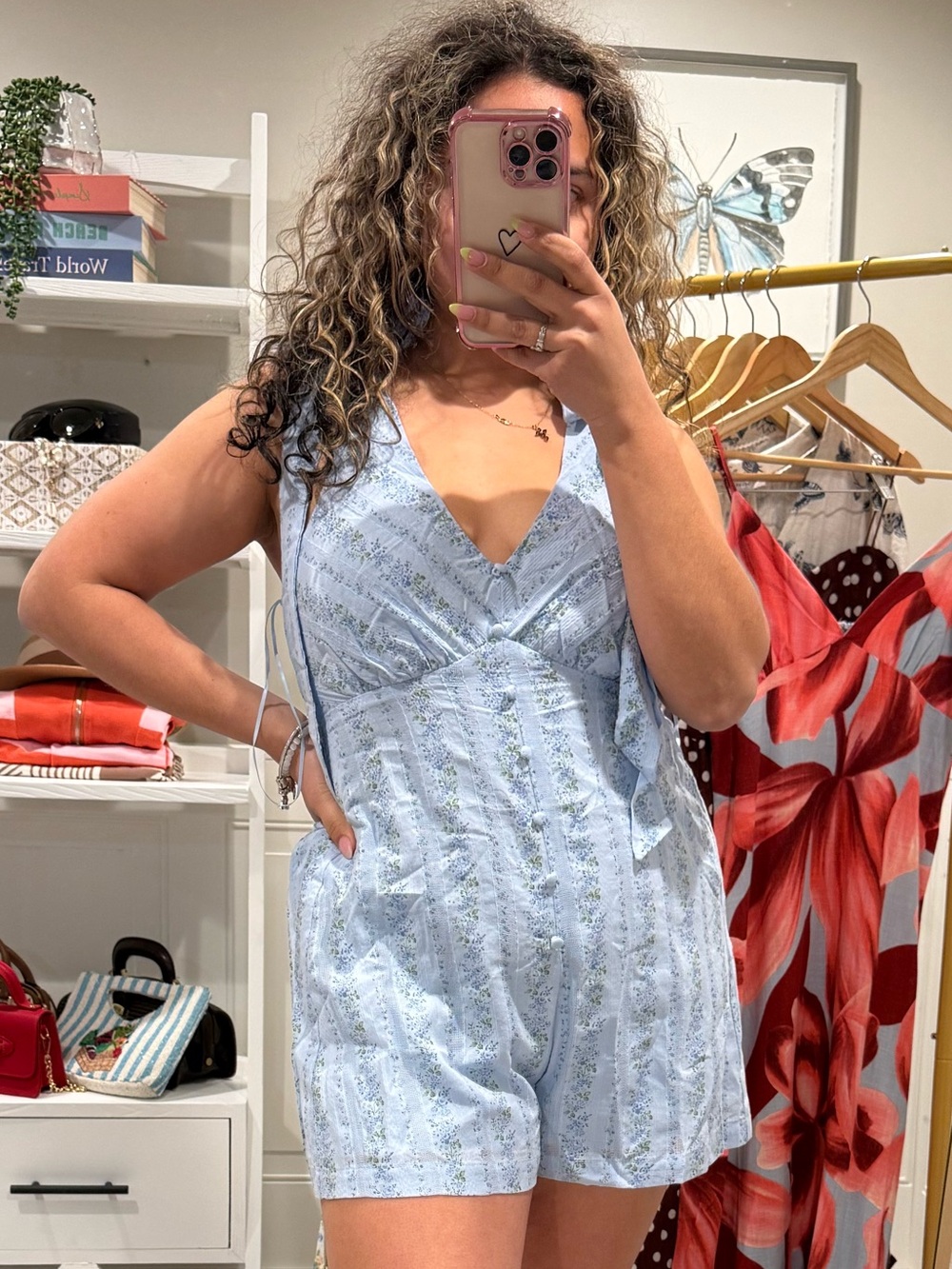 Mable Blue Floral Tie Back Romper | Cottagecore Summer Romper Size Small